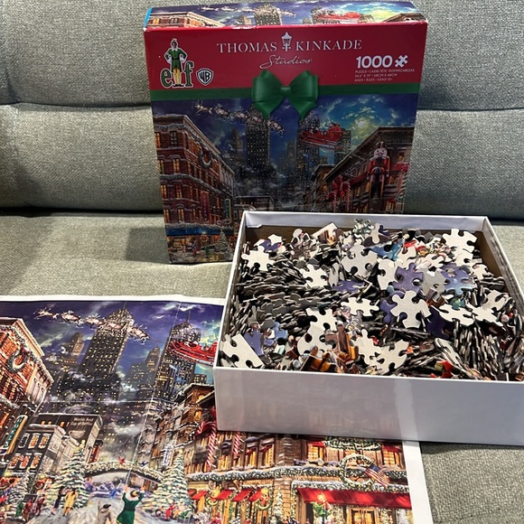 🔴3/$25🔴Thomas Kinkade Christmas Jigsaw Puzzle Elf Ceaco 1000 Piece - Picture 4 of 4